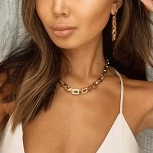 MSRP $675 Eddie Borgo Gold Supra Link Necklace & Earrings SET